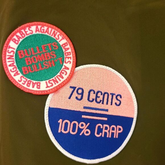 Wildfang Wild Feminist Collection Olive Bomber Jacket with Patches XS - Picture 6 of 13